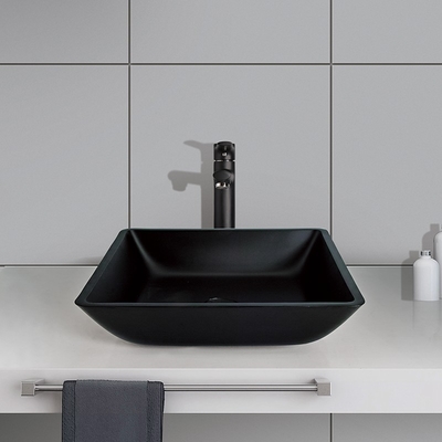 Gootsteen 400mm van toiletmatt black basin square vessel Aangemaakt Glas