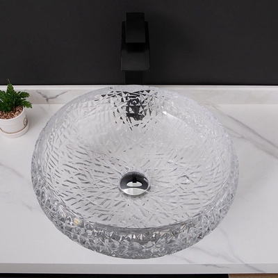 Balvorm om de Gootsteenschip 170mm van de Kombadkamers Crystal Clear Countertop Mounted
