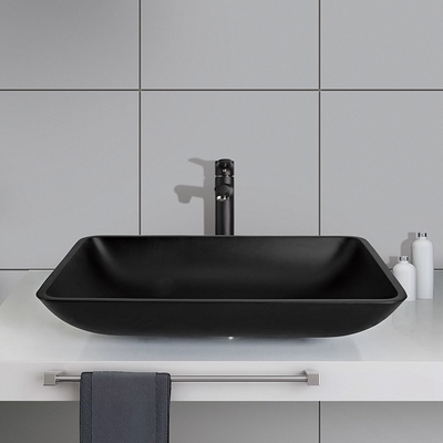 De zure Gootsteen van het het Glasschip van Matt Bathroom Wash Basins Black rond Aangemaakte
