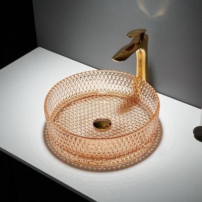 Amber Color Glass Vessel Basins-Restaurantkristal het Bassin van de de Bovenkantwas van de 10 Duimlijst