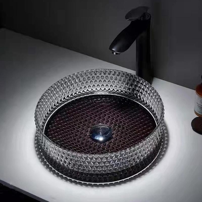 Het Schipbassins Crystal Modern With Black Bottom van het kunstwerkglas