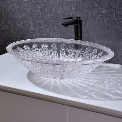 Ovale het Bassinkom Tegen Hoogste Crystal Clear Vanity 530mm van de Vormwas Lengte