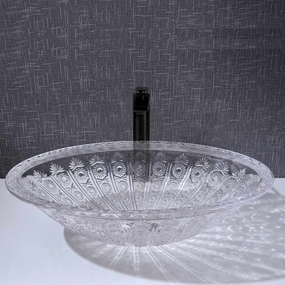Ovale het Bassinkom Tegen Hoogste Crystal Clear Vanity 530mm van de Vormwas Lengte