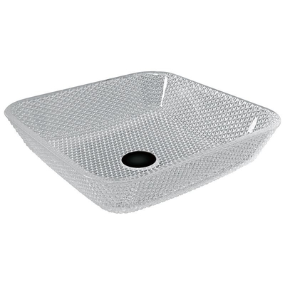 400mm Lengtecountertop het Vierkant van Crystal Clear Glass Vessel Diamond van Ijdelheidsgootstenen