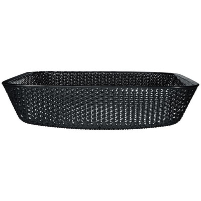 12mm daalt de Dikke Zwarte Glasbadkamers 400mm OEM van het Hoogtekristal Vierkant boven Tegengootsteen