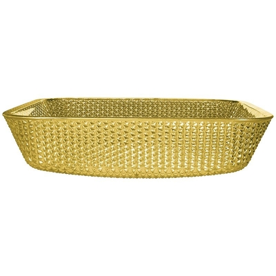 De verchroomde Countertop Ijdelheid daalt Vierkant Glasschip Crystal Luxury Gold Color