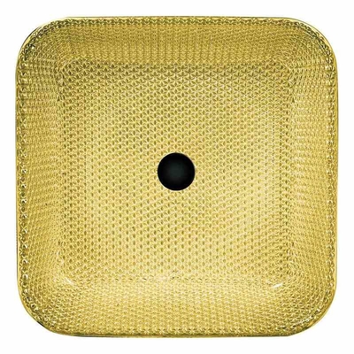 De verchroomde Countertop Ijdelheid daalt Vierkant Glasschip Crystal Luxury Gold Color
