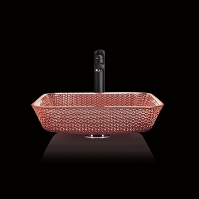 Gegalvaniseerde Countertop van het het Glas Vierkante Schip van Ijdelheidsgootstenen Moderne het Koperkleur van Shinning