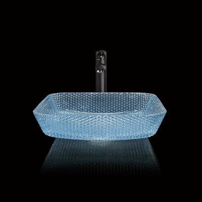 Van de de Badkamersgootsteen van het water het Blauwe Vierkante Schip Glas Crystal Hand Wash
