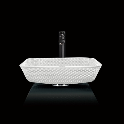 12mm Countertop het Bestand Wit van Crystal Square Vessel Bathroom Scratch van Ijdelheidsgootstenen