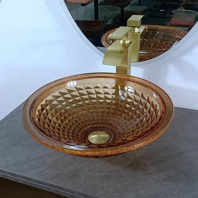 De Kom Italiaans Ontwerp Amber Glass Vessel Sink van het ijdelheids Artistiek Rond Bassin