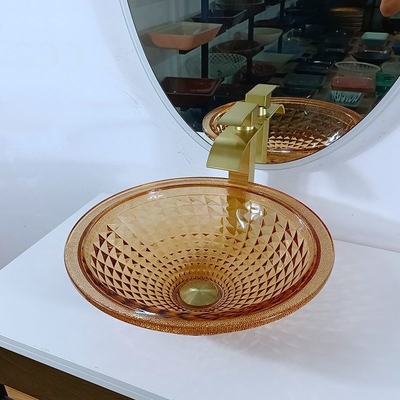 De Kom Italiaans Ontwerp Amber Glass Vessel Sink van het ijdelheids Artistiek Rond Bassin