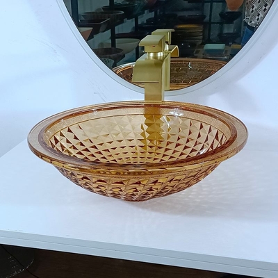De Kom Italiaans Ontwerp Amber Glass Vessel Sink van het ijdelheids Artistiek Rond Bassin