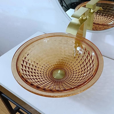 De Kom Italiaans Ontwerp Amber Glass Vessel Sink van het ijdelheids Artistiek Rond Bassin