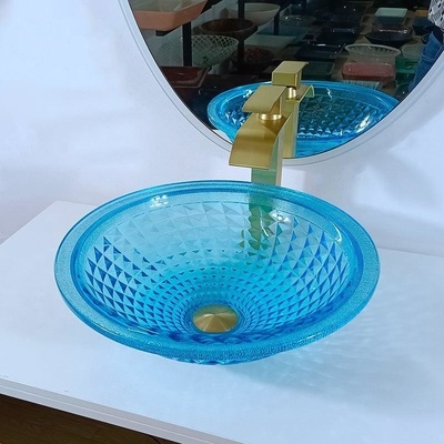 De artistieke Blauwe Schipbadkamers daalt Oceaancrystal round shape vanity sink