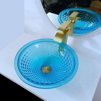 De artistieke Blauwe Schipbadkamers daalt Oceaancrystal round shape vanity sink