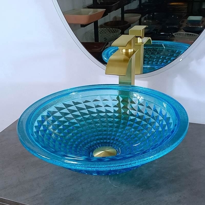 De artistieke Blauwe Schipbadkamers daalt Oceaancrystal round shape vanity sink