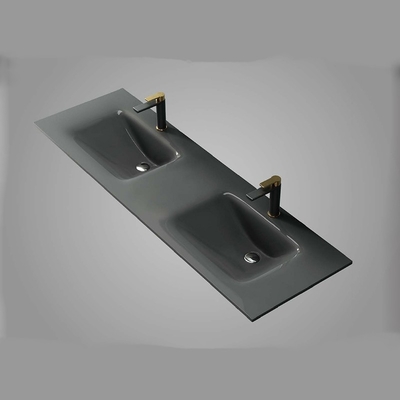 Kabinet Aangemaakte van de de Trechtervorm van de Glasgootsteen van het het Messingsafvoerkanaal Countertop van de de Badkamersijdelheid met Gootsteen