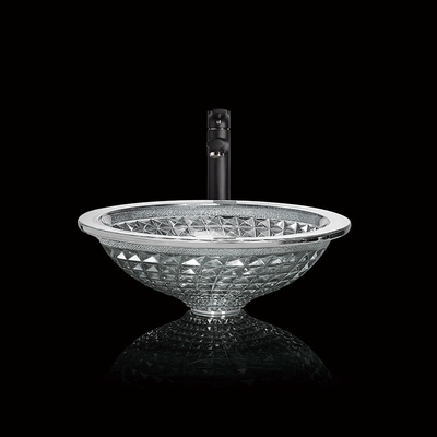 De zilveren Trechter Gevormde Crystal Wash Basins Chromed Etched-Gootstenen van het Glasschip