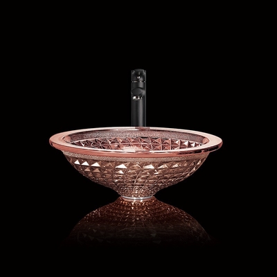 Verchroomde trechter Gevormde Rose Gold Bathroom Sink Crystal 450mm Lengte