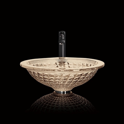 Champagne Crystal Wash Basins Circular Wash-de Vorm van de de Badkamerstrechter van het Handhuis