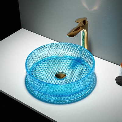Duidelijke van het Schipbassins van het Hemel Blauwe Glas de Badkamersgootsteen om Hemel Blauw Kristal