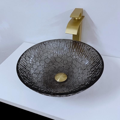 Gelakte Ontworpen Modern van Crystal Wash Basins Black Round van het Hoekkabinet