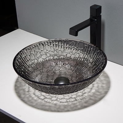 Gelakte Ontworpen Modern van Crystal Wash Basins Black Round van het Hoekkabinet