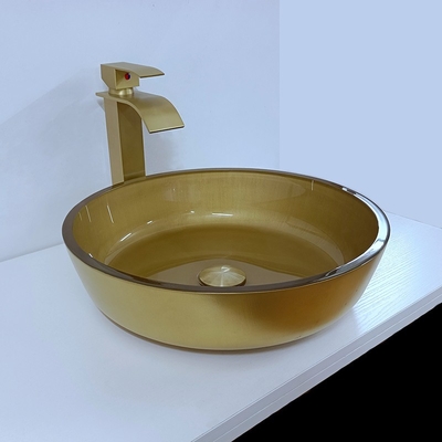 110mm Hoogte Geborstelde Kom 420mm van het Glasbassin Lengte om Cirkelschipgootsteen