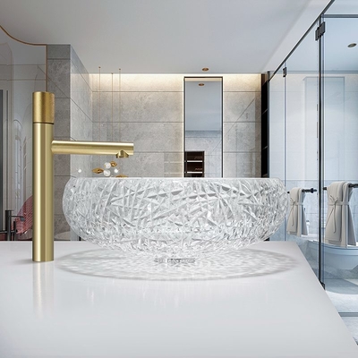 De bal vormde Duidelijke de Komcountertop Opgezette naar huis Decoratie van de Glasgootsteen
