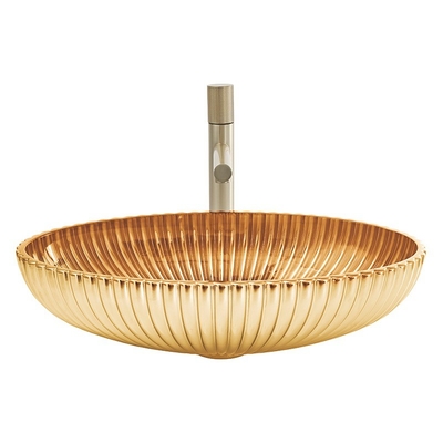 De ovale van de de Kleurenbadkamers van Vormcrystal glass vessel basins in 24K Gouden Kom van het de Gootsteenbassin