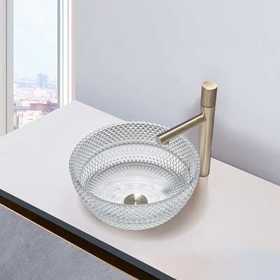 De Badkamerscountertop van Crystal Clear Glass Vessel Basins Calathiform Gootstenen
