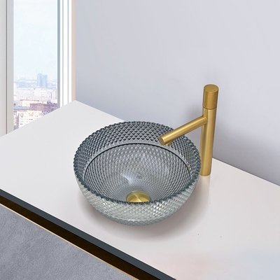 Modern Crystal Glass Round Countertop Basin voor Badkamers