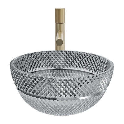 Modern Crystal Glass Round Countertop Basin voor Badkamers
