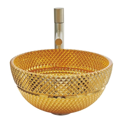 De ronde van de het Bassin24k Gouden Kleur van de Glaswas Gemakkelijke de Badkamersgootstenen handhaven