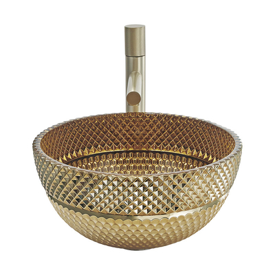 Van de de Kleurenkom van Crystal Glass Wash Basin In Britse Gouden Countertop van de de Vormbadkamers Gootstenen