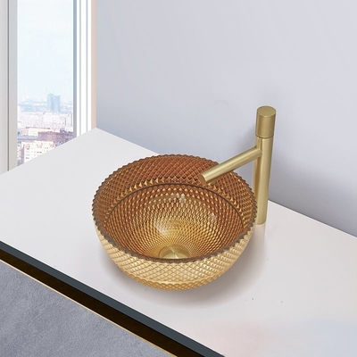 Van de de Kleurenkom van Crystal Glass Wash Basin In Britse Gouden Countertop van de de Vormbadkamers Gootstenen