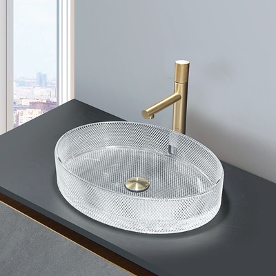 Europese het Schipbassins Crystal Clear Sink Oval Shaped van het Stijl Ovale Glas