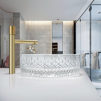 Transparante Crystal Glass Vessel Basins Ice-Prismacountertop Gootstenen