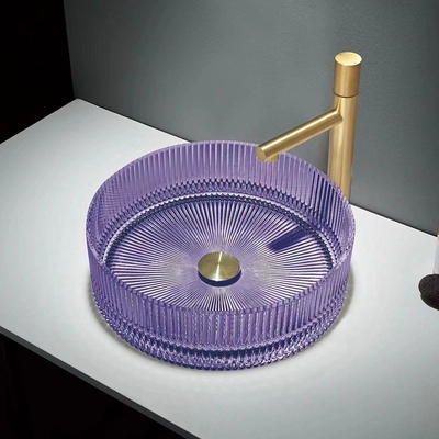 Kleurrijke Crystal Glass Wash Basin Cylindrical-Vormcountertop Bassinkom