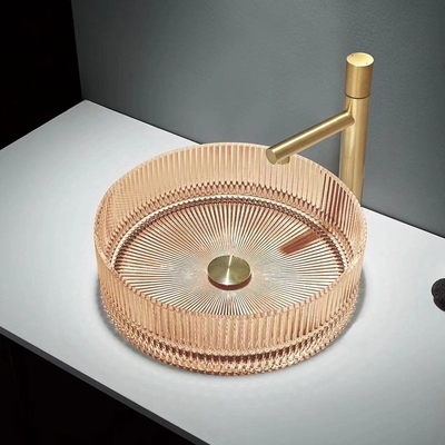 Kleurrijke Crystal Glass Wash Basin Cylindrical-Vormcountertop Bassinkom