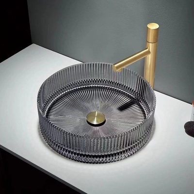Kleurrijke Crystal Glass Wash Basin Cylindrical-Vormcountertop Bassinkom