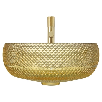 Van het Ontwerpcrystal glass vessel basins yellow van Italië van de de Kleurenbadkamers de Ijdelheidsgootsteen