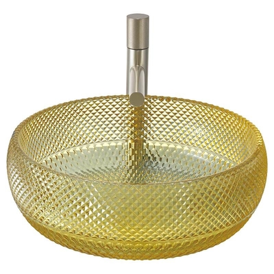 Van het Ontwerpcrystal glass vessel basins yellow van Italië van de de Kleurenbadkamers de Ijdelheidsgootsteen