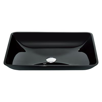 De hoge Glanzende Bassins van de Badkamerswas Zwart Crystal Stone Glass Vessel Sinks