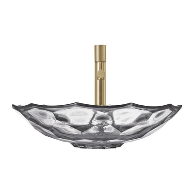 Het moderne Bal Gevormde Bassin van de Glaswas Licht Gray Color Vessel Sinks Pop op Afvoerkanaal
