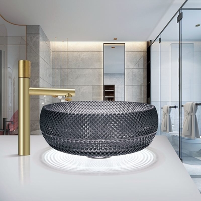 Italiaanse Zwarte de Kleurencountertop van Ontwerpcrystal glass vessel basins transparent