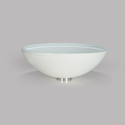 Hoge Glanzende Witte rond Aangemaakte de Badkamerscountertop van de Glasgootsteen Gootsteen
