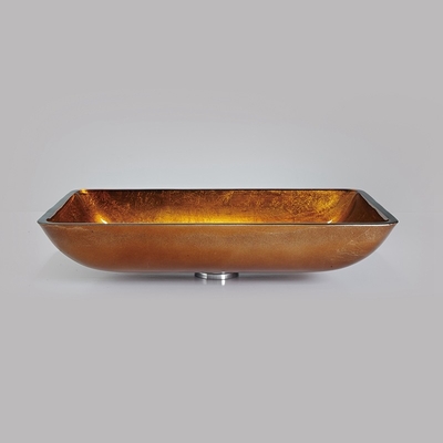 Gouden Countertop Opgezette Met de hand gemaakte de Bassins Vlotte Binnenlands en Buitenkant van de Badkamerswas