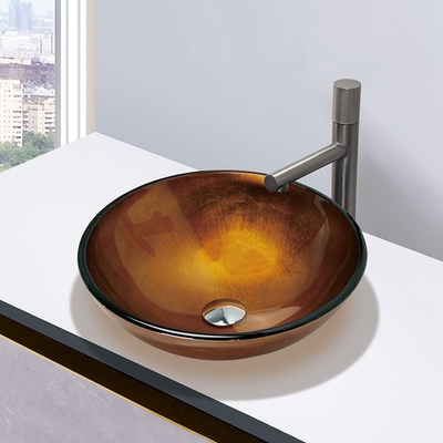 420mm Aangemaakte Countertop van de de Folie Gouden Badkamers van de Glasgootsteen Wasbassins